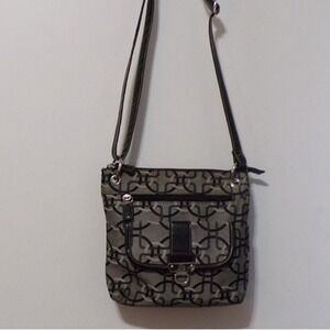 Treviso Black & Gray Crossbody w/Silver Accents Pockets & Zipper